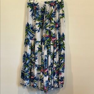 Coco Cabana Resort Tropical Print Tiered Wide Leg Pants Cover Up Large